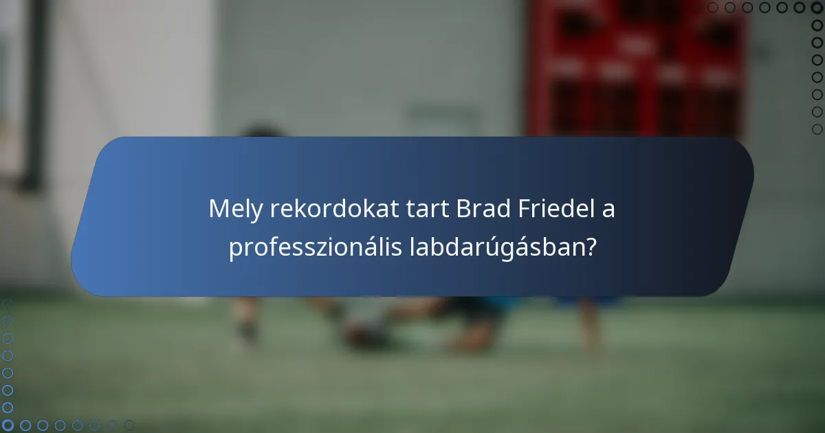 Mely rekordokat tart Brad Friedel a professzionális labdarúgásban?