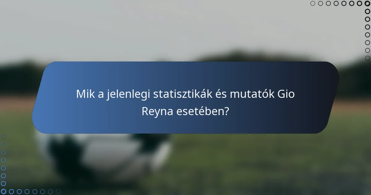 Mik a jelenlegi statisztikák és mutatók Gio Reyna esetében?