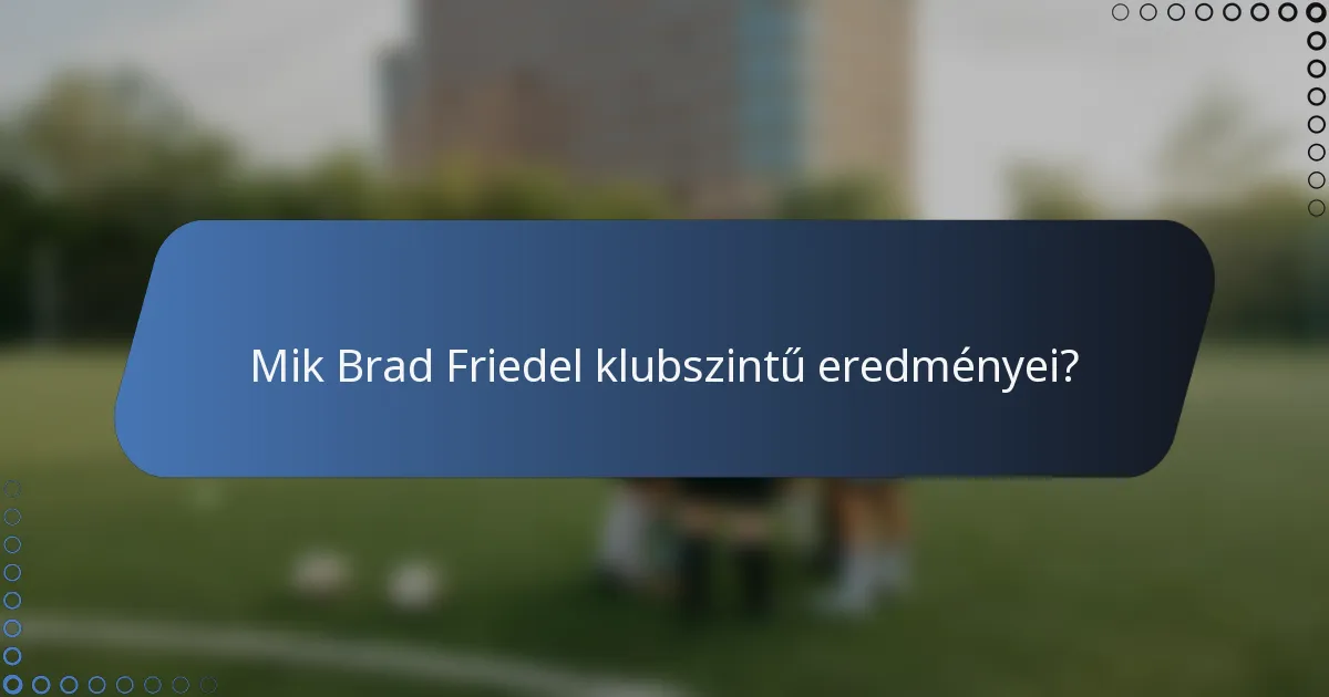 Mik Brad Friedel klubszintű eredményei?