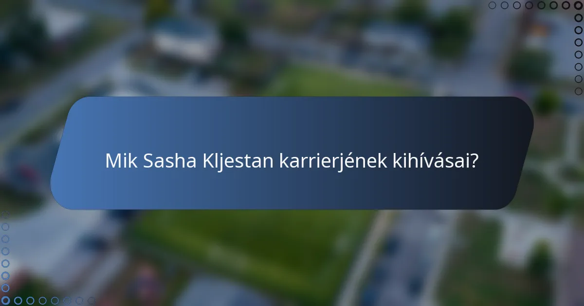 Mik Sasha Kljestan karrierjének kihívásai?